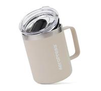 AeroPress Mug de Voyage pour Café avec Poignée, Acier Inoxydable à Double Paroi Isotherme sous Vide avec Couvercle Coulissant Antidébordement, Compatible Boissons Chaudes ou Froides, 12 oz, Crème