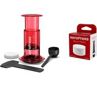 AeroPress Set d'avantage Coffee Maker Clear rouge + 350 microfiltres