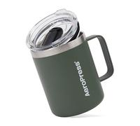 AeroPress Tasse de Voyage pour Café avec Anse, Acier Inoxydable à Double Paroi Isolée sous Vide avec Couvercle Coulissant Anti-éclaboussures, Compatible Boissons Chaudes ou Froides, 12 oz, Vert