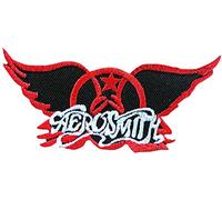 Aerosmith Rouge et blanc Écusson brodé Patch fer à repasser ou à coudre 9 cm x 4 cm