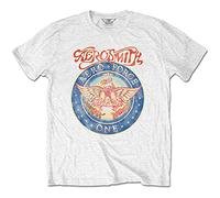 Aerosmith T-Shirt Aero Force One Band Logo Nue Officiel Homme Blanc, Blanc., XXL