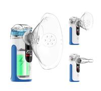 Aérosol portable silencieux -Nébuliseur à ultrasons rechargeable pour adultes, enfants et bébés, appareil d’aérosol avec masques et embout buccal, idéal pour respiration, sauna facial et voyage (Bleu)