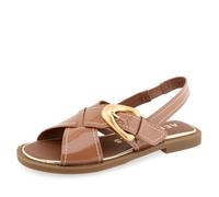 Aerosoles Femme Cassa Sandale Plate, Similicuir Verni Brun Clair, 37.5 EU