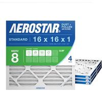 Aerostar Clean House MERV 8 Lot de 4 filtres à air plissés Blanc 16 x 25 x 1 cm