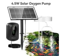 Aérotateur d'étang solaire de 4.5W, pompe à oxygène solaire à faible bruit construite en batterie de 2200mAh avec 2 pierres de bulle d'air, pompe d'air solaire alimentée par batterie pour aquarium 1 S