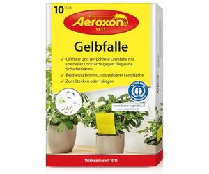 Aeroxon By BSI - Pièges Collants Jaunes - Pour Protèger Les Plantes d'Intérieur - Des Insectes Volants - Non Toxique - 10 Pièces, Jaune, 17.4 cm