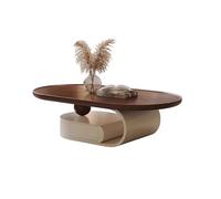 AERTSDFGT Centre de Table Table Basse en Noyer Moderne et Simple for Salon, Table Ovale Bois Massif de Style crème Table d'appoint