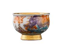 AERTSDFGT Petites tasses à Thé Tasse à thé dorée émaillée au jade du maître personnelle en or Dragon-Phénix Tasses à thé Kungfu(A)