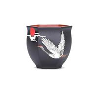 AERTSDFGT Petites tasses à Thé Tasse principale en argile violette avec peinture de boue grue volante, tasse dégustation artisanale rétro for l'art du thé domestique