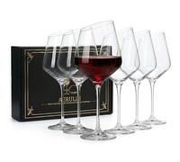 Aerulin Lot de 6 verres à vin rouge inclinés en cristal (500 ml) dans une | Bord incliné moderne, verre soufflé à la main sans plomb. Verres de 500 ml dans une boîte cadeau noire de luxe