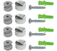 AERZETIX: 4 Console Patte Support Rond Mural Fixation de Miroir Glace chromé 180° Ø17mm C41783