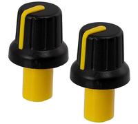 AERZETIX - C12512 - Lot de 2 Boutons de potentiomètre avec enjoliveur jaune - diamètre de l'axe 6 mm - à enfoncer - en plastique ABS - corps noir