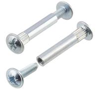 AERZETIX - C41552 - Lot de 40 Vis de liaison jonction pour meubles M4 15x27 mm - vis d'assemblage connexion mâle-femelle - vis relieuse + douille - en acier