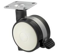 AERZETIX - C42674 - Lot de 4 Roues roulette de meubles à double galet à rotation 360° pivotante torsionnelle avec frein - fixation à platine - charge 35 kg - en plastique - chariot chaise