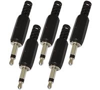 AERZETIX - C44098 - Lot de 5 Connecteurs - Jack Prise 3.5mm Mâle - Mono - avec Manchon - à souder - Droit - Couleur - Noir