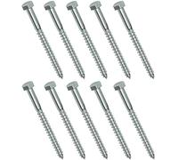 AERZETIX - C44557 - Lot de 10 - Tirefonds/vis à bois M5x60mm - à tête hexagonale 6 pans - DIN571 - en acier-zingué - assemblage fixation charpente ossature contreplaqués agglomérés