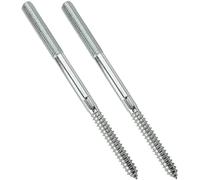 AERZETIX - C44768 - Lot de 2 vis à double filetage - goujon - patte à vis - métal/bois avec ou sans cheville - Ø10x160mm - en acier zingué - couleur argent