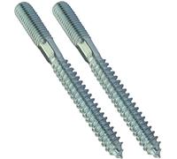 AERZETIX - C44771 - Lot de 2 vis à double filetage - goujon - patte à vis - métal/bois avec ou sans cheville - Ø10x100mm - en acier zingué - couleur argent