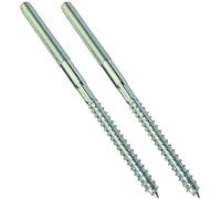 AERZETIX - C44773 - Lot de 2 vis à double filetage - goujon - patte à vis - métal/bois avec ou sans cheville - Ø8x140mm - en acier zingué - couleur argent