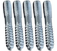 AERZETIX - C44779 - Lot de 5 vis à double filetage - goujon - patte à vis - métal/bois avec ou sans cheville - Ø8x60mm - en acier zingué - couleur argent