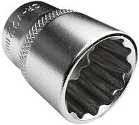 Aerzetix - C45242 - Douille de Vissage/Embout - Courte - 1/2x22mm - pour liquet Manuelle/Pneumatique - Corps Cylindrique - 12 Pans bi-Hexagonale - en Acier CR-V