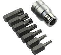 AERZETIX - C45874 - Lot/Jeu/Kit de 8 Pièces/Embouts de Vissage 1/2'' Étoile - Longueur 30mm - Adaptateur Douille Porte-Embout pour Clé à Cliquet - T20, T25, T30, T40, T45, T50, T55 - /Cr-V/S2