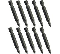 AERZETIX - C45876 - Lot de 10 Embouts Longs de Vissage PH1x50mm 1/4'' pour Tournevis et Vis Cruciforme à Empreinte Phillips PH2 - Quincaillerie/Outillage à Main - en Acier S2
