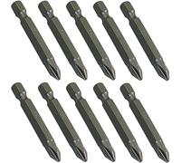 AERZETIX - C45877 - Lot de 10 Embouts Longs de Vissage PH2x50mm 1/4'' pour Tournevis et Vis Cruciforme à Empreinte Phillips PH2 - Quincaillerie/Outillage à Main - en Acier S2