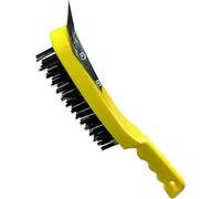 AERZETIX - C45946 - Brosse à Fils de Fer avec Racloir 4 Rangées - Longueur 290mm - Brosse/Grattoir/Métallique à Main - Manche Ergonomique en Plastique - Nettoyage/Peinture/Rouille - Poils d'Acier