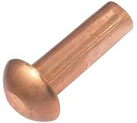 AERZETIX - C48032 - Lot de 20 Rivets en cuivre Ø4x12mm à tête demi-ronde - rivet à tête bombée - rivet plein/rivet à frapper - DIN 660