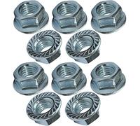 AERZETIX - C49645 - Lot de 10 écrous hexagonaux à collerette/embase crantée M10 Ø extérieur 20mm - en acier au carbone - écrou de sécurité autofreiné