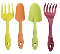 AERZETIX - C49960 - Lot de 4 Outils de Jardinage truelle/transplantoir/râteau/Fourchette à désherber 190-210mm - Ensemble de Jardinage à Creuser - Outil de rempotage/désherbage/repiquage