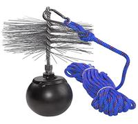 AERZETIX - C49984 - Kit de ramonage - Outils de nettoyage pour déboucher les cheminées conduits - Brosse en métal Ø250mm - Corde Ø5mm longueur 10m - Boulet 2.5kg - Mousqueton