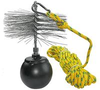 AERZETIX - C49990 - Kit de ramonage - Outils de nettoyage pour déboucher les cheminées conduits - Brosse en métal Ø150mm - Corde Ø5mm longueur 10m - Boulet 1.3kg - Mousqueton