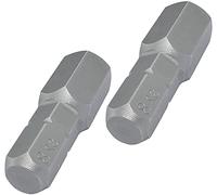 AERZETIX - C50079 - Lot de 2 Embouts de vissage hexagonal 1/4'' (6.3mm) 8mm / 25mm pour vis à empreinte 6 pans - DIN 3126 - en acier S2 dureté 58-62