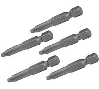 AERZETIX - C50092 - Lot de 5 Embouts de vissage carré 1/4'' (6.3mm) SQ2 2.8x50mm pour vis à empreinte carrée - DIN 3126 - en acier S2 HRC 58-62