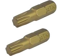 AERZETIX - C50100 - Lot de 2 - Embout de vissage Étoile T30-1/4'' (6.3mm)- T30x25mm- pour porte-embouts rallonges à 6 pans - DIN 3126 - en acier S2 - revêtement en TIN