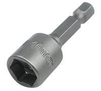 AERZETIX - C50145 - Douille porte-embout SW 10mm / L45mm - 1/4'' 6.3mm - pointe magnétique aimantée à empreinte 6 Pans - pour vis autoperceuse à tête hexagonale - en acier S2