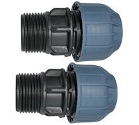 AERZETIX - C51921 - Lot de 2 Manchon/adaptateur fileté - Réducteur de compression droit - raccord filetage mâle 1" - pour tuyau d'eau Ø25mm - en polypropylène - connecteur/réparateur