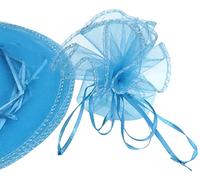 AERZETIX - C53830 - Lot de 10 bourses/sacs-pochettes/sachets en organza ronde Ø 260 mm - cadeaux/bijoux/cosmétique - fermeture par cordon - couleur: bleu ciel/transparente