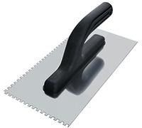 AERZETIX - C54540 - Platoir à colle rectangulaire - à dents 4x4mm - lisseuse crantée pour carrelage - Spatule dentée - 270x125mm - lame en acier