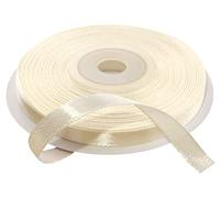AERZETIX - C55597 - Rouleau ruban en satin 6 mm x 25 m - couleur crème - bande d'emballage cadeaux pour décoration cérémonie mariage anniversaire fête party - en polyester