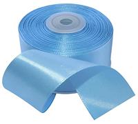AERZETIX - C55636 - Rouleau ruban en satin 38 mm x 25 m - couleur bleu ciel - bande d'emballage cadeaux pour décoration cérémonie mariage anniversaire fête party - en polyester