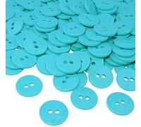 AERZETIX - C56412 - Lot de 100 Boutons ronds Ø15x2.2 mm à 2 trous - couleur bleu - en plastique - diamètre de l'ouverture 2 mm - mercerie couture/vêtements artisanat/mode/broderie