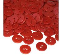 AERZETIX - C56427 - Lot de 100 Boutons ronds Ø15x2.2 mm à 2 trous - couleur rouge - en plastique - diamètre de l'ouverture 2 mm - mercerie couture/vêtements artisanat/mode/broderie