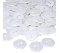 AERZETIX - C56455 - Lot de 100 Boutons ronds Ø15x2.2 mm à 2 trous - couleur blanc nacré - en plastique - diamètre de l'ouverture 2 mm - mercerie couture/vêtements artisanat/mode/broderie