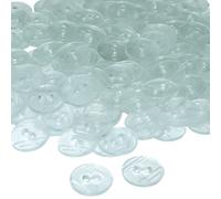 AERZETIX - C56465 - Lot de 100 Boutons ronds Ø15x2.2 mm à 2 trous - couleur blanc transparent - en plastique - diamètre de l'ouverture 2 mm - mercerie couture/vêtements artisanat/mode/broderie