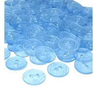 AERZETIX - C56466 - Lot de 100 Boutons ronds Ø15x2.2 mm à 2 trous - couleur bleu clair transparent - en plastique - diamètre de l'ouverture 2 mm - mercerie couture/vêtements artisanat/mode/broderie