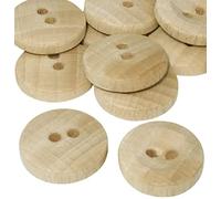 AERZETIX - C56485 - Lot de 10 Boutons ronds en bois vernis Ø15x4 mm à 2 trous - couleur naturel - diamètre de l'ouverture 2 mm - mercerie/couture fait à la main/vêtements artisanat mode décoration