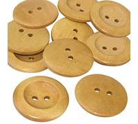 AERZETIX - C56547 - Lot de 10 Boutons à coudre ronds en bois vernis Ø30x5.5 mm à 2 trous - couleur naturel - l'ouverture 3 mm - artisanat mercerie/couture fait à la main/vêtement décoration